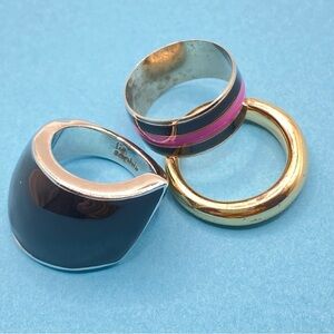 Rings LIA SOPHIA Black & Silver Ring STELLA & DOT Gold Tone Bundle Of 3 Rings